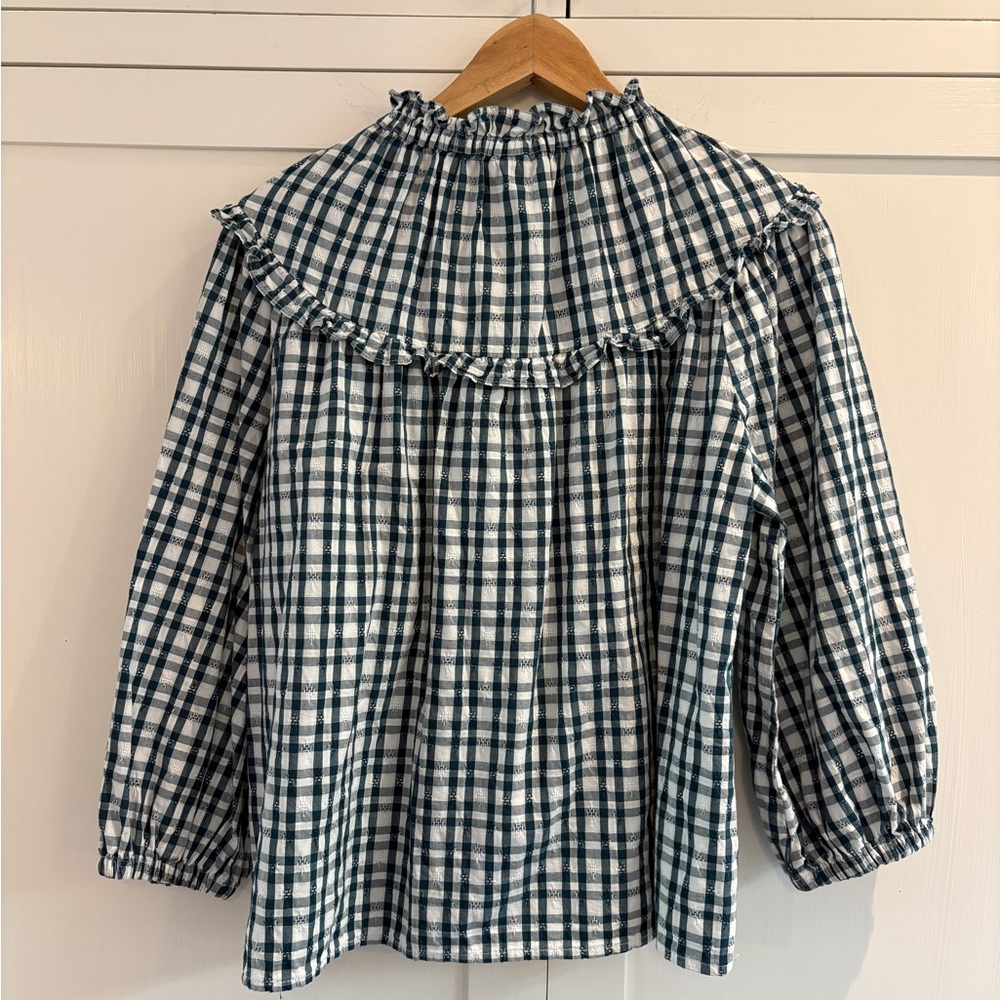 Universal Thread Green And White Pullover Blouse - image 4